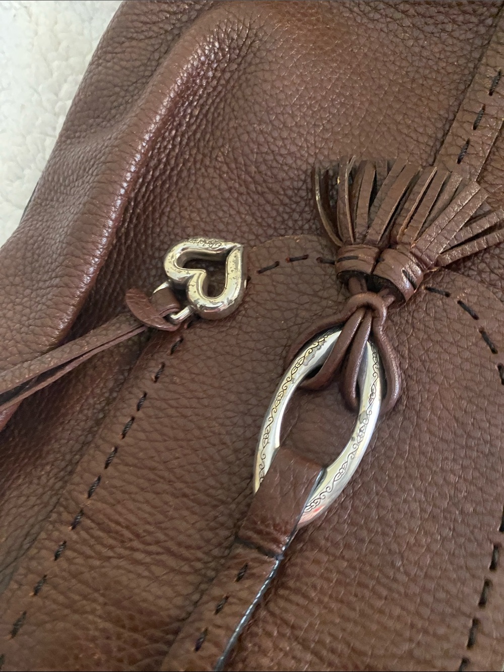 Brighton vintage brown leather backpack. - Picture 5 of 7